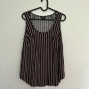 🎉 Torrid Black White Pink and Tan Stripped Sleeveless Tank Top